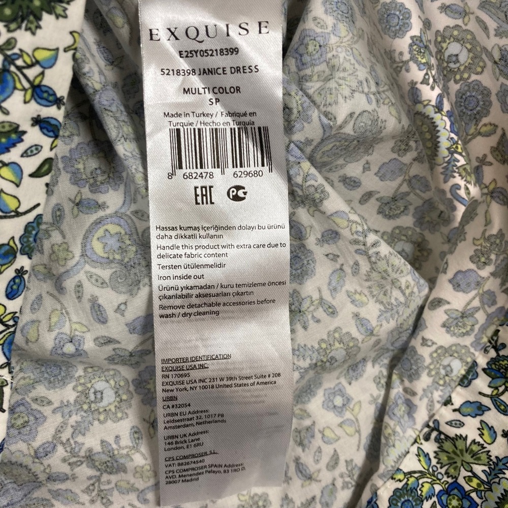 Exquise Janice Dress Blue Green Floral Paisley Button Front Shirt Dress Sz SP - Picture 4 of 9